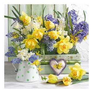 Virágkeverék papírszalvéta virágmintával, 33x33cm, 20 darabos - Szalvéta