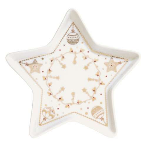 R2S.1324CHLI Porcelán csillagtálca 19,5cm, dobozban, Christmas Lights