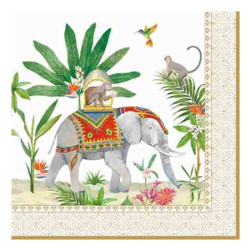Marajah 33x33cm papírszalvéta elefánt és majmok mintával