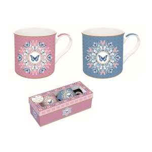 Atmosphere Spring Parade porcelán bögre szett pillangó mintával, 2 bögre, 300ml, dobozban - Konyha & Étkezés