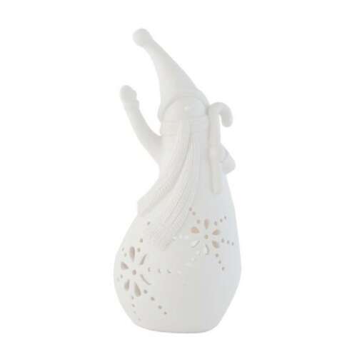 CLEEF.6CE0523 Kerámia mécsestartó hóember, fehér, 12x10x26cm