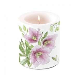 Klasszikus helleborus illatú gyertya, 10x10cm, virágmintával - Ambiente