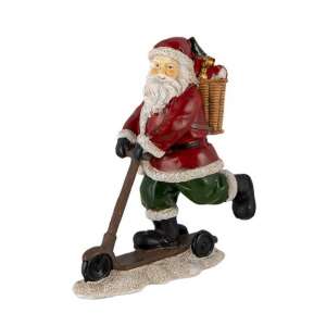 Mikulás gördeszkán karácsonyi díszfigura, 13x6x15cm, műanyag - Szezonális dekoráció