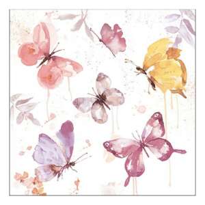 Pillangó kollekció rózsa papírszalvéta vízszeres pillangó mintával - Szalvéta