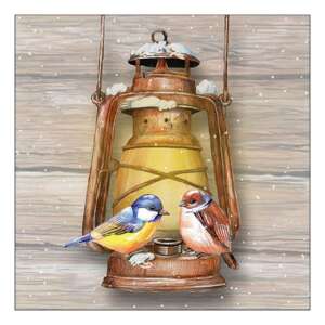 AMB.33318100 Madár a lámpán papírszalvéta, 20 db-os, 33x33cm - Szalvéta