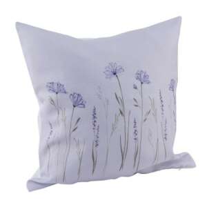 Lila virágos díszpárna, 45x45cm, poliészter - Díszpárna
