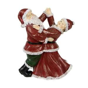 Táncoló Mikulás papa és mama karácsonyi díszfigura, 12x8x15cm, műanyag - Szezonális dekoráció