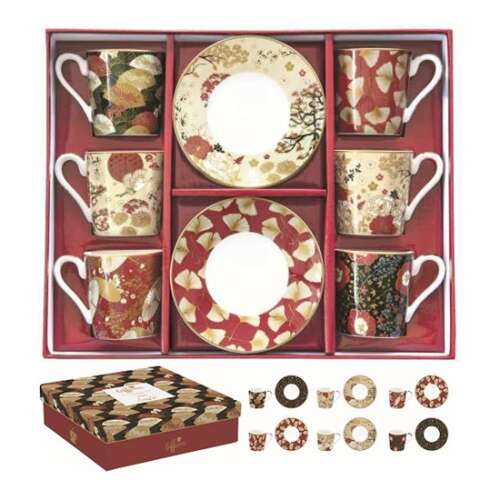 Coffee Mania Kimono 6 személyes eszpresszócsésze és alj szett dobozban