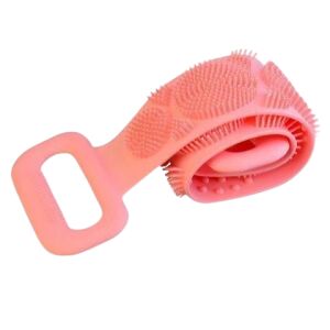 Rózsaszín szilikon hátmosó masszázs sörtékkel és fogantyúkkal - Fürdőkefe