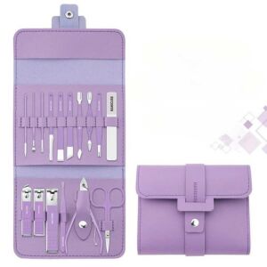 16-piece manicure and pedicure set in a purple case, complete nail care kit - Manicure set