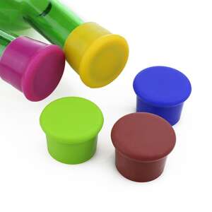 Sada 5 silikónových uzáverov na fľaše v rôznych farbách, ideálna na udržanie nápojov čerstvých - Barové pomôcky