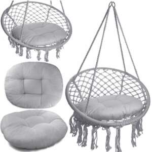 Sternhoff wicker macramé high chair with cushion #grey