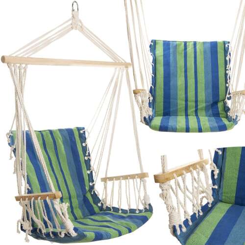 Hamac brazilian dungat, captusit si cu cotiere Sternhoff #albastru-verde