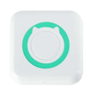 Weißer tragbarer Mini-Drucker mit einem grünen Ring um den Ein- / Ausschalter - Bürotechnik