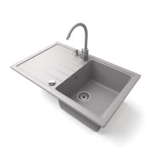 NERO Eris gránit mosogató, csapteleppel, szappanadagolóval és dugókiemelővel - Építkezés & Felújítás