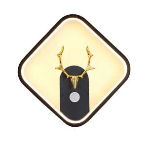 Dollcini, nowoczesny kinkiet LED z czujnikiem, salon, sypialnia, 433103, czarny, 32,5x32,5 cm