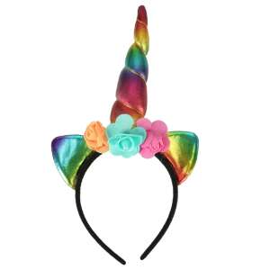 Rainbow unicorn headband with horn and flowers - Costume for Kid