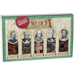 Nagy Elmék Professor Puzzle 5 db-os szett, 5 agytorna puzzle-t tartalmaz, köztük 3 fa puzzle-t és 2 fém puzzle-t - Puzzle