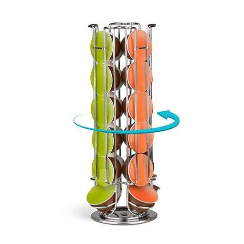 Bewello 24-capsule rotating coffee capsule holder, chrome