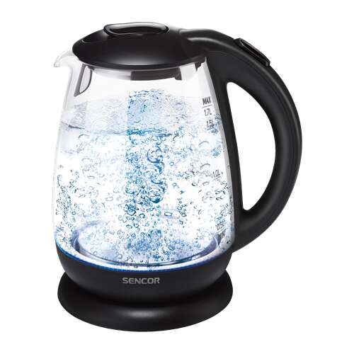 Sencor SWK1785BK elektromos vízforraló, fekete, 1,7 liter, üveg, LED világítással