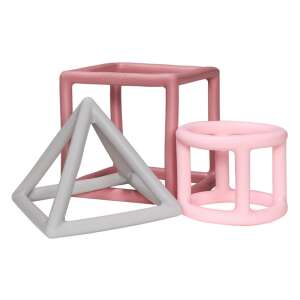 Label-Label szilikon geometrikus formák rágóka szett rózsaszín és szürke színben - Rágóka