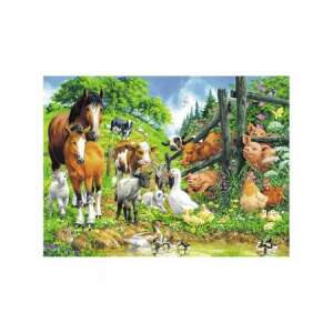 Ravensburger Állati buli 100 darabos XXL kirakó, farmi állatok, lovak, tehenek, disznók, csirkék, kacsák, bárányok, kecskék, gyerek kirakó, 6 éves kortól - Ravensburger