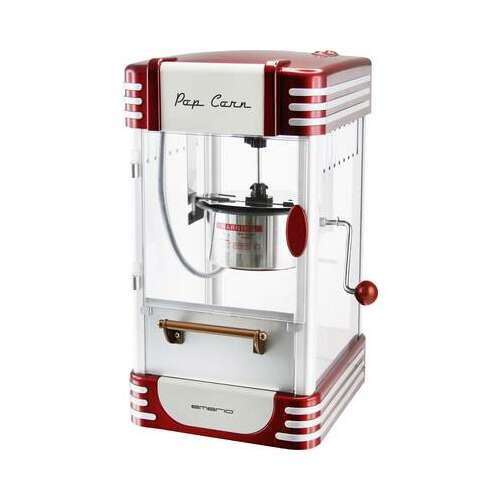Emerio POM-120650 maszyna do popcornu, czerwona i biała, retro design