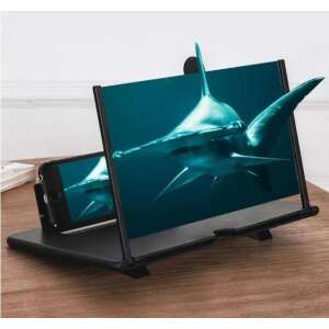 Mobiltelefon tartó multimédiás tartalmak megtekintéséhez, Nagyító képernyővel, 3D Effektussal, Hordozható, Fekete(LUPA TELEFON N))