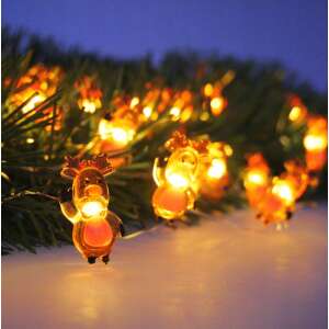 Meleg fehér rénszarvas karácsonyi LED fényfüzér használat közben - Nonbrand Fényfüzér