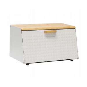 HIBISCO white enameled bread box with bamboo lid, 35.5 x 17 x 19.5 cm - Food storage