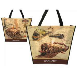 Carmani kétoldalas válltáska történelmi mozdony mintával, 46x11x38cm - Bevásárló táska- & szatyor