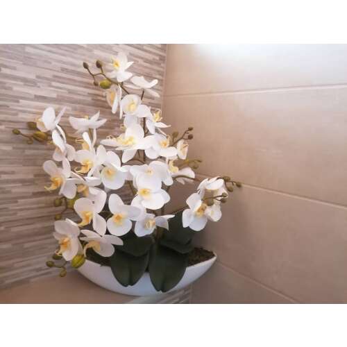 Orchidea Művirág 4 szálas kaspóban #fehér 32752851