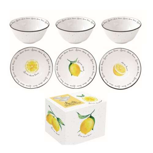 Amalfi Citromos Porcelán Tálkaszett - 3 db - 9,5 cm