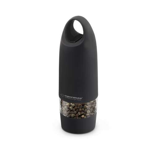 Esperanza EKP003K Muntok electric pepper grinder, black, with clear peppercorn container