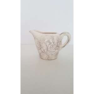 Fehér kerámia tejkiöntő virágmintával, kézzel festett, 4dl - Konyha & Étkezés