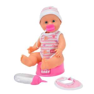 Кукла New Born Baby Darling седи на гърне с бутилка и престилка - Simba Toys Баба