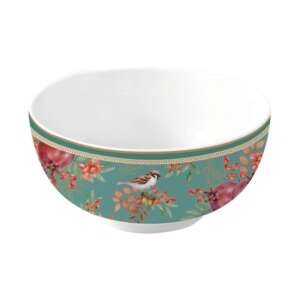 R2S.1190ASYM Őszi Szimfónia Porcelán Tálka, 12cm, türkiz madaras és gránátalmás mintával - Konyha & Étkezés