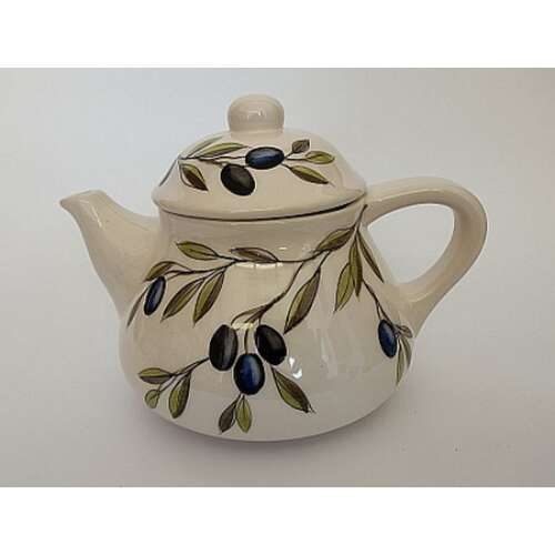Kerámia teáskanna olajágakkal díszítve, 1,5 literes