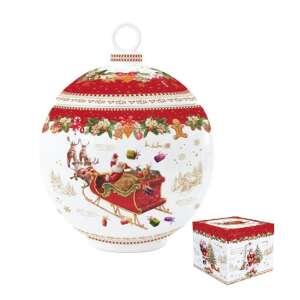 R2S.1097CHME Porcelán keksztároló gömb 18x23cm, dobozban, Christmas Memories 80951953 - Ételtárolás