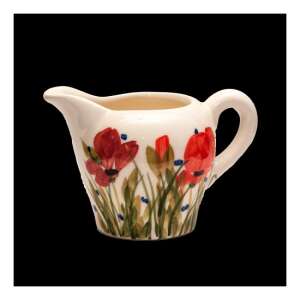 Kézzel festett kerámia tejkiöntő pipacsvirág mintával - Konyha & Étkezés