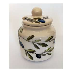 Kerámia olajbogyós méztartó fedővel és csurgatóval, kézzel festett, 0,75l, V.K.36-30-02 Violin - Bor & Pálinka főzés