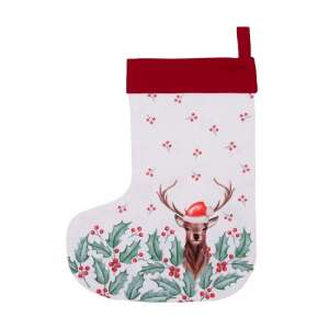 CLEEF.HCH203 Karácsonyi zokni szarvas és fagyöngy mintával, 30x40cm - Karácsony