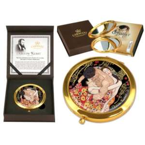 Arany keretes zseb tükör, Klimt: A csók, 11cm, Carmani - Klimt