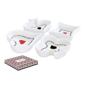 Atmosphere Casino Royale 4 darabos porcelán tálkaszett, 10,5cm, kártyalapok formájában, dobozban - Tál
