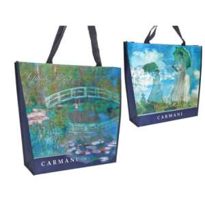 Carmani kétoldalas bevásárló táska Claude Monet híd és esernyős nő mintával - Bevásárló táska- & szatyor