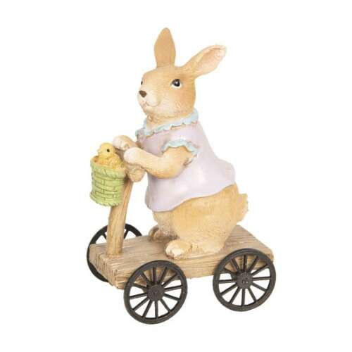 CLEEF.6PR2593 Gurulós nyuszifigura csibével, 8x5x13cm