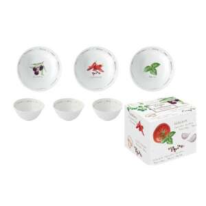 3 darabos porcelán tálkaszett konyhai fűszernövény mintákkal, 10cm, dobozban - Tál