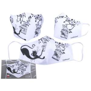 Fehér arcmaszk fekete macskával és madárkalitkával, Carmani márka - Szépség & Egészség