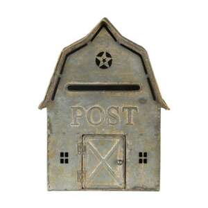 CLEEF.6Y4247 Antikolt fém házikó postaláda, rusztikus szürke postaláda - Clayre & Eef