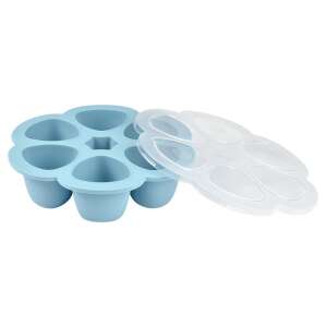 Béaba szilikon bébiétel tároló fedővel, 6 x 90 ml, kék - Beaba